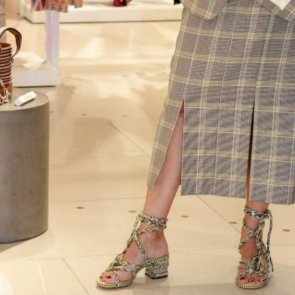 Anthropologie AMAMBAIH Isabel Braided Heel Sandals Green 37 6.5 - Picture 3 of 7